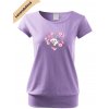 dámské triko city s VELKÝM dtf potiskem pejsek v srdci levandule