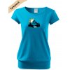 dámské triko city s VELKÝM dtf potiskem východ slunce tyrkys