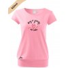 dámské triko city s VELKÝM dtf potiskem hory a srdce růžová