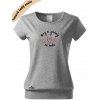 dámské triko city s VELKÝM dtf potiskem hory a srdce šedá