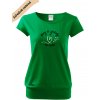 dámské triko city s VELKÝM dtf potiskem hory a srdce zelená