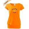 dámské triko city s VELKÝM dtf potiskem hory a srdce oranžová