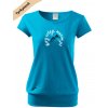dámské triko city s VELKÝM dtf potiskem hory volají tyrkys