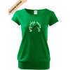 dámské triko city s VELKÝM dtf potiskem hory volají zelená