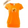 dámské triko city s VELKÝM dtf potiskem hory volají oranžová