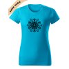 dámské triko s potiskem mandala tyrkys