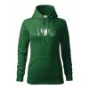 Dámská mikina s kapucí a potiskem UNLOCKED horský tep lahvově zelená