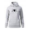 Dámská mikina s kapucí a potiskem UNLOCKED horský tep světle šedá