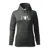 Dámská mikina s kapucí a potiskem UNLOCKED horský tep tmavě břidlicová