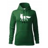 Dámská mikina s kapucí a potiskem UNLOCKED wild fox lahvově zelená