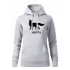 Dámská mikina s kapucí a potiskem UNLOCKED wild fox světle šedá