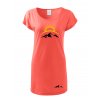 Dámské tričko šaty s potiskem unlocked východ slunce korálová