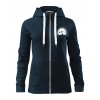 Dámská mikina se zipem a kapucí UNLOCKED cesta je cíl námořní modrá