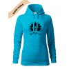 Dámská mikina s kapucí a potiskem UNLOCKED cesta je cíl světle modrá