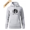Dámská mikina s kapucí a potiskem UNLOCKED cesta je cíl světle šedá