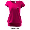 Voľné tričko CITY s výšivkou UNLOCKED vychod slnka fuchsia red