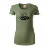 Dámské tričko s potiskem unlocked happy camper khaki