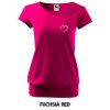 Voľné tričko CITY s výšivkou UNLOCKED i love mountains fuchsia red