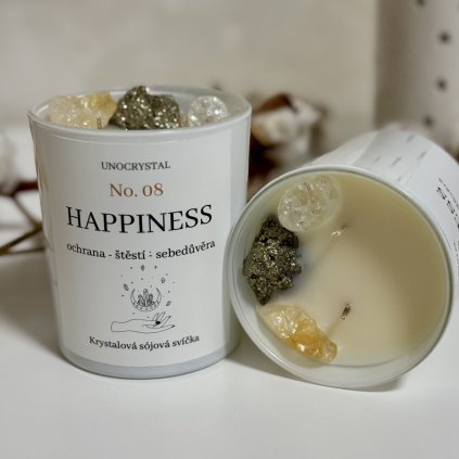 Sójová svíčka s krystaly-Štěstí