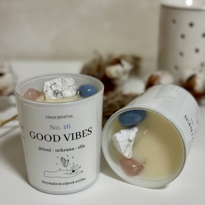 Sójová svíčka s krystaly-Good vibes
