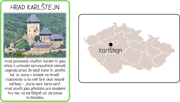 Památky ČR - mapa na druhé straně karty