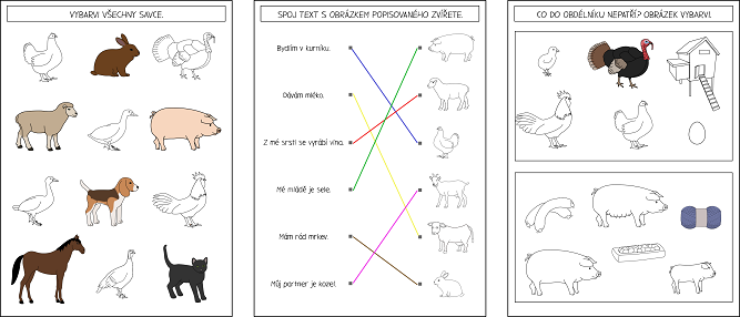 Pracovní listy s domácími zvířaty