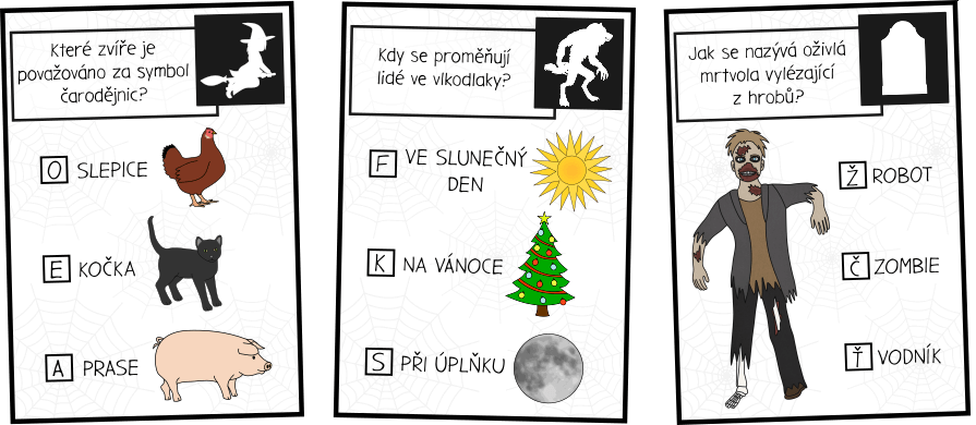 Halloweenská stezka karty s úkoly
