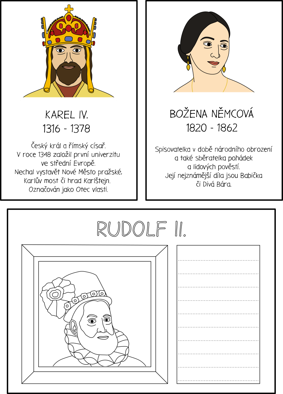 Karty a pracovní listy České osobnosti