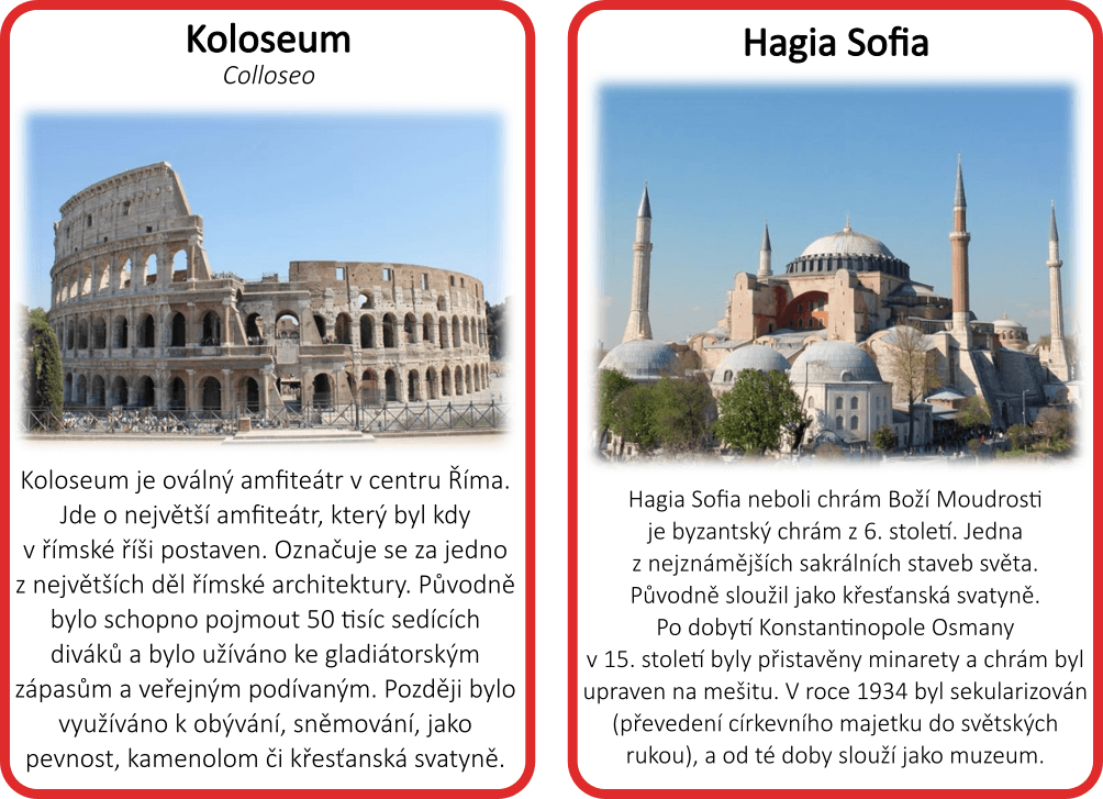 Výukové karty Evropské památky