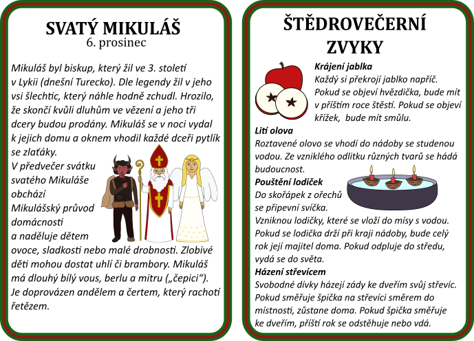 Vánoční karty do adventního kalendáře