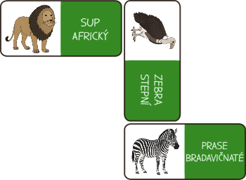 Domino se zvířaty africké savany