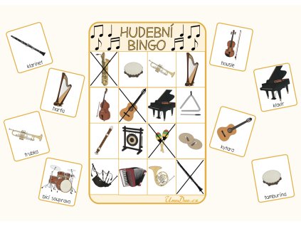 hudebni nastroje bingo pro deti