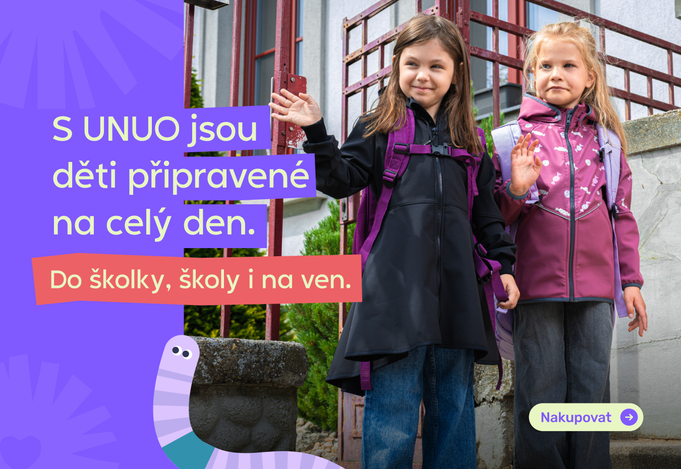 Dětské batohy české značky Unuo v akci Back to School pro rok 2026 v České republice. Využijte slevu -20 % s kódem BATOHY20 v termínu 11. 8. – 25. 8. 2026.