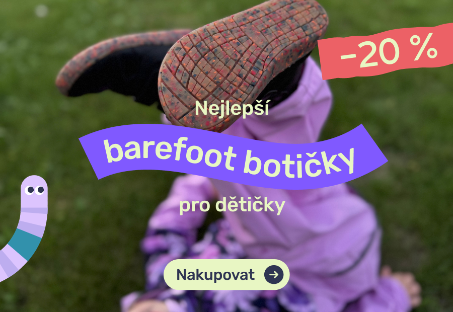 Akční nabídka na Unuo.cz: Výprodej dětské barefoot obuvi se slevou 20 %. Dětské barefoot boty do jarního počasí.