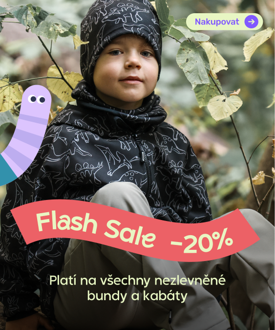 Získejte slevu 20 % na nezlevněné zateplené i nezateplené bundy s kódem FLASH20 v akci od 3. do 8. 9. 2026. Dětské softshellové bundy Unuo od českého výrobce ideální na podzim do školky i na hřiště.