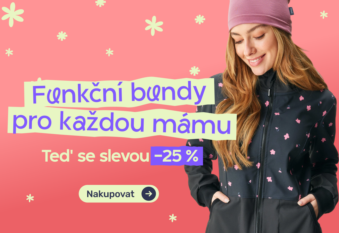 České funkční oblečení pro ženy unuo: pohodlné softshellové bundy a kalhoty pro maminky, které chtějí stačit tempu dětí. Akce ke Dni matek 2026 – sleva 25 % na dámskou kolekci s kódem MAMA25.