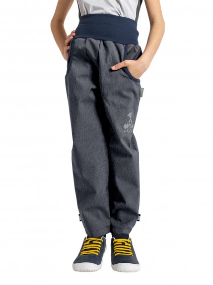 Unuo, Dětské softshellové kalhoty s fleecem Basic, Žíhaná Antracitová