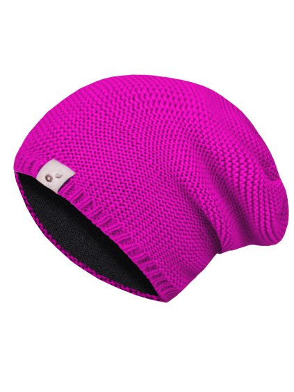 Unuo, Dětská čepice pletená Warm, Fuchsiová (Velikost L (53-56 cm))