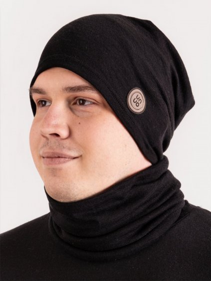 Pánská merino čepice Basic, Černá