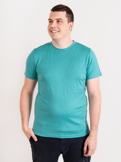 Unuo, Pánské merino triko s krátkým rukávem Nature, Aqua (Velikost XL)