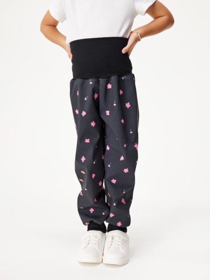 Batolecí softshellové kalhoty s fleecem Basic, Černá, Květiny