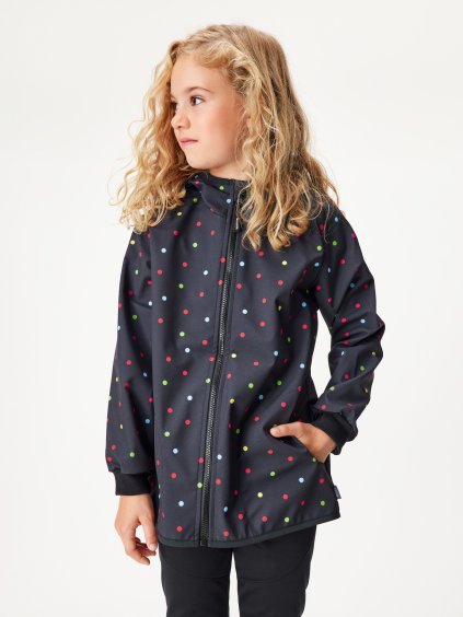 Dětská softshellová bunda s fleecem Basic, Černá, Puntík