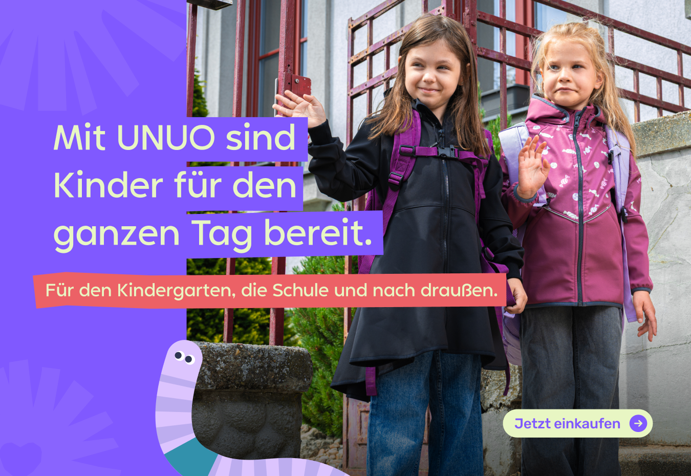 Kinderrucksäcke der tschechischen Marke Unuo in der Aktion Back to School für das Jahr 2026 in Deutschland. Nutzen Sie -20 % Rabatt mit dem Code RUCKSACKE20 im Zeitraum 11. 8. – 25. 8. 2026.