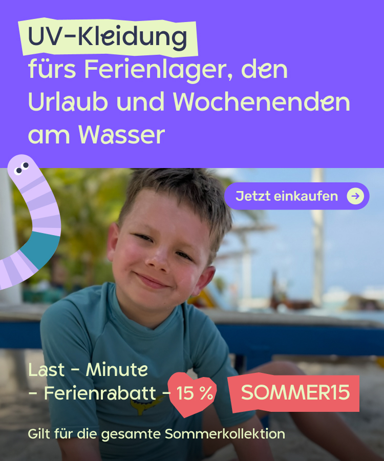 Sommerkollektion 2026 vom tschechischen Hersteller für Kinder-Funktionsbekleidung Unuo. Angebot für Kinder UV-Shirts, Badebekleidung, Kappen, Windjacken und wasserdichte Jacken und Hosen. Last-Minute-Urlaubsrabatt 15 % mit dem Code SOMMER15 im Online-Shop