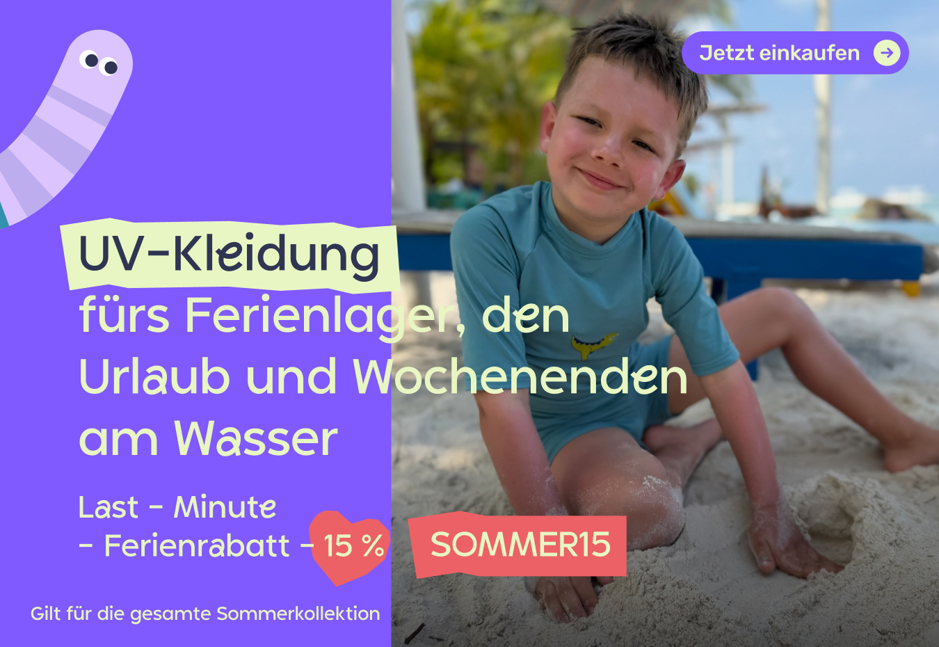 Sommerkollektion 2026 vom tschechischen Hersteller für Kinder-Funktionsbekleidung Unuo. Angebot für Kinder UV-Shirts, Badebekleidung, Kappen, Windjacken und wasserdichte Jacken und Hosen. Last-Minute-Urlaubsrabatt 15 % mit dem Code SOMMER15 im Online-Shop