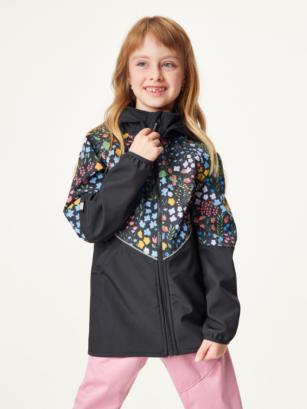 Dětská softshellová bunda s fleecem Slim, Černá, Zahrada