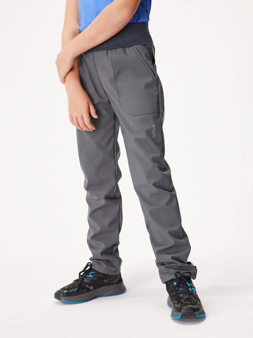 Dětské softshellové kalhoty s fleecem Simple, Tm. Šedá