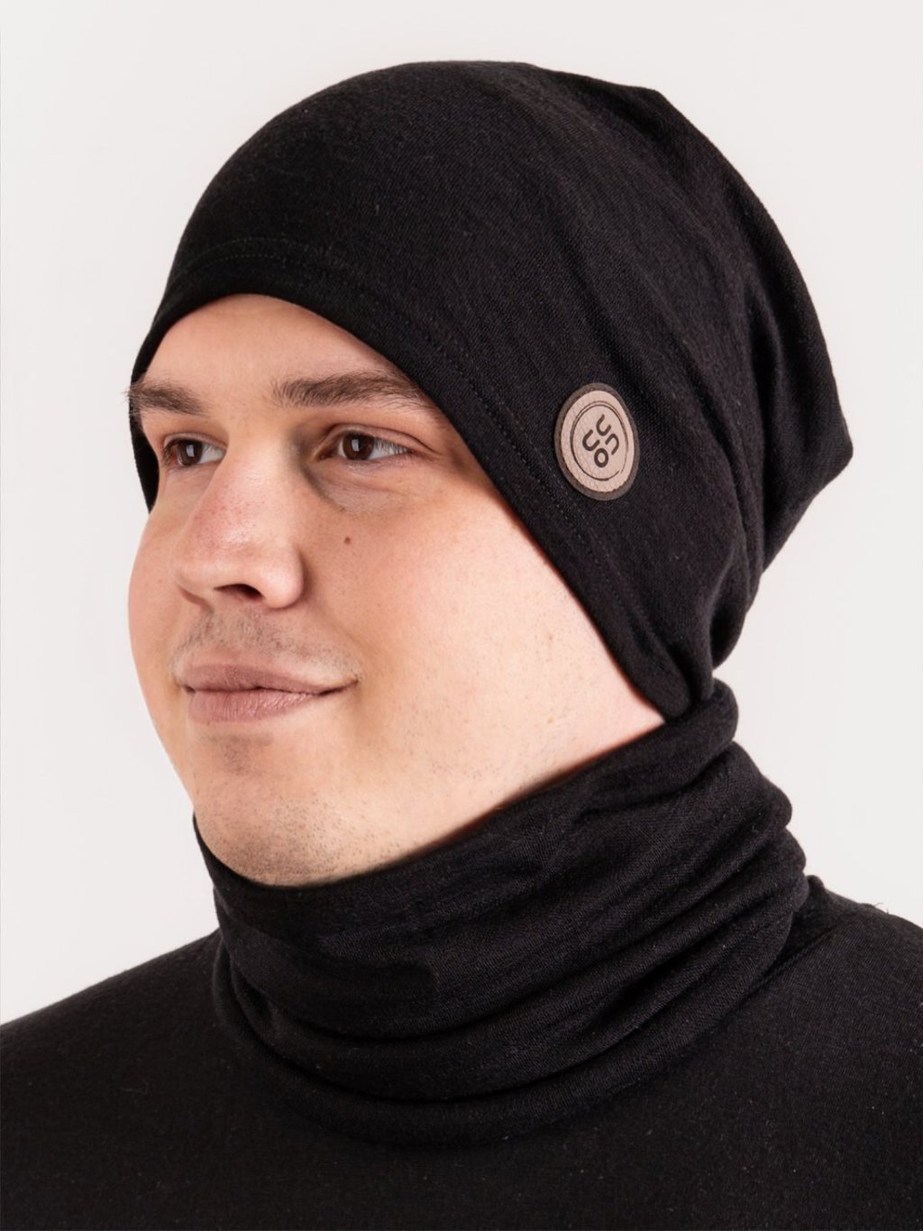 Pánská merino čepice Basic, Černá