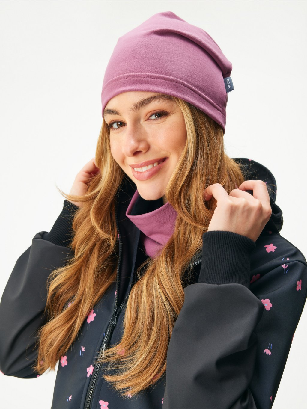 Dámská čepice z teplákoviny Basic, Růžová