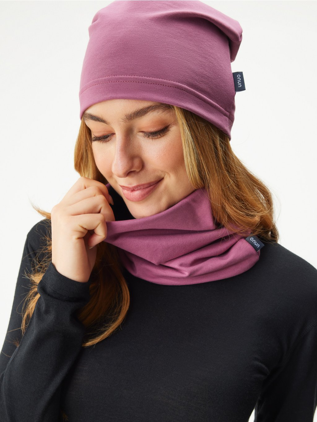 Dámský nákrčník z teplákoviny Basic, Růžová